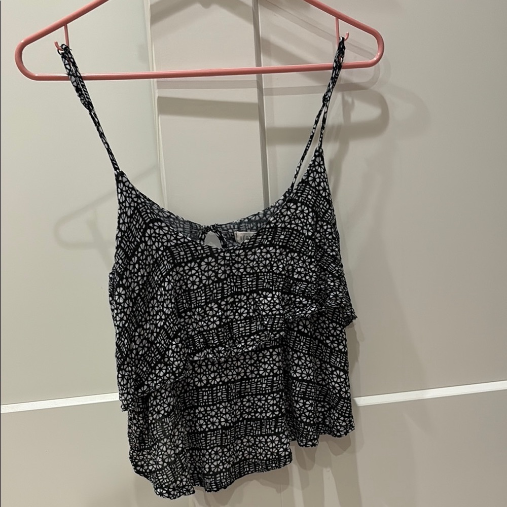 Aeropostale Black and White Ruffled Tiered Camisole